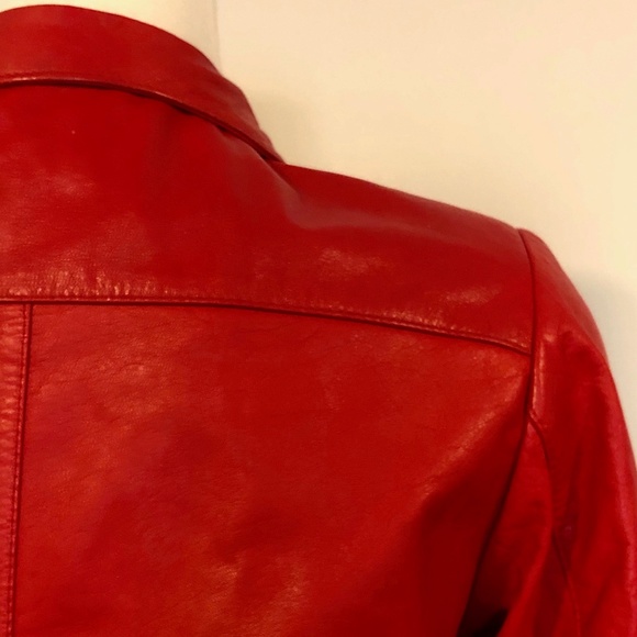 Vintage 'Eaton' Cherry-Red Leather Bomber Jacket - Picture 12 of 14